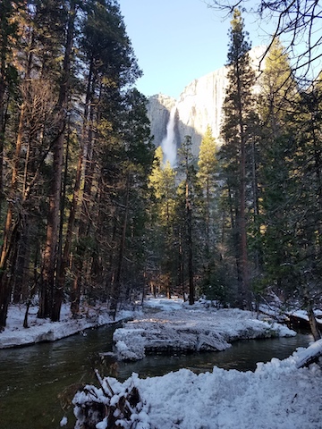 Yosemite Creek and Yosemite Falls in Yosemite Valley