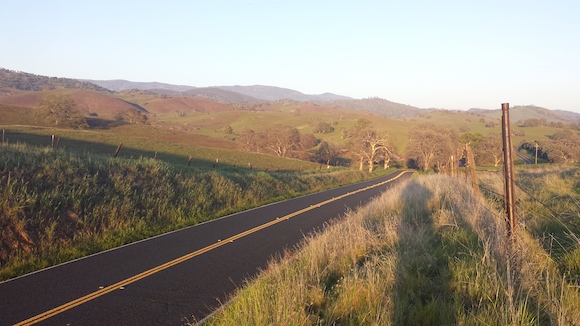 Looking east to the Sierra Nevada Foothills from Hornitos Road